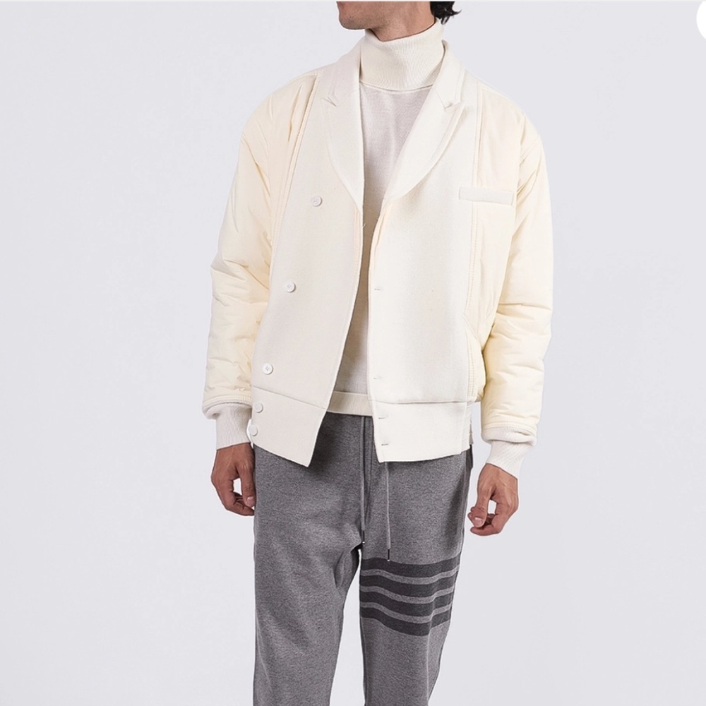 HAIDER ACKERMANN MIXED BOMBER JACKET, IVORY size 42